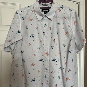 Lands' End 18W No Iron 100% Supima Cotton Short Sleeve Button Down Top